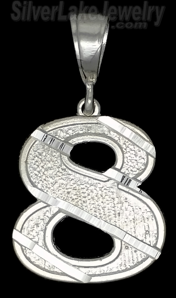 Sterling Silver Number 8 Charm Pendant - Click Image to Close