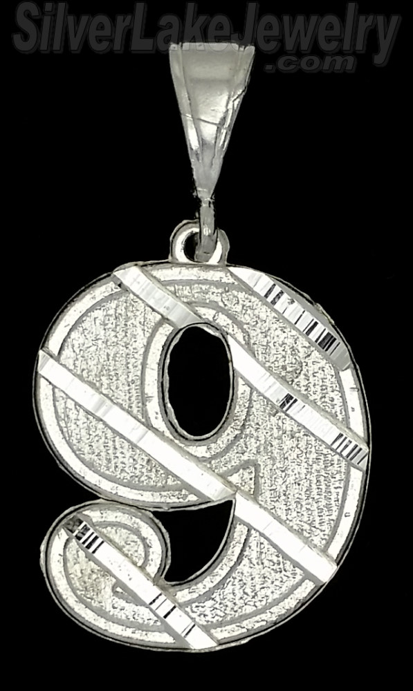 Sterling Silver Number 9 Charm Pendant - Click Image to Close