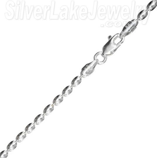 30" Sterling Silver Oval Bead Chain (3mm) - Click Image to Close