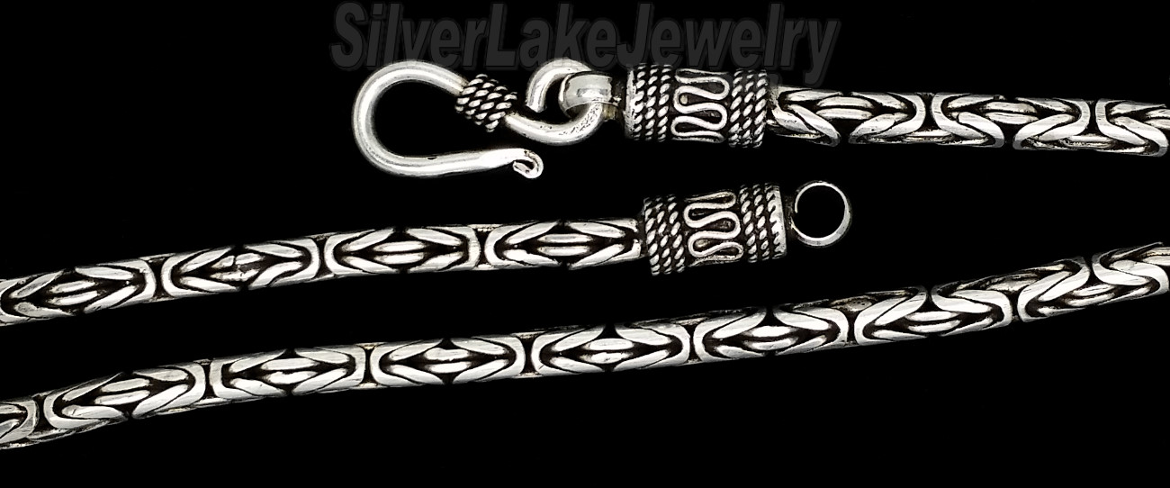 Sterling Silver 22" Byzantine Indonesian Handmade Toggle Necklac - Click Image to Close