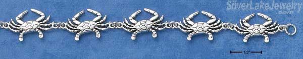 Sterling Silver 7" Continuous Linked Crab Bracelet - Click Image to Close