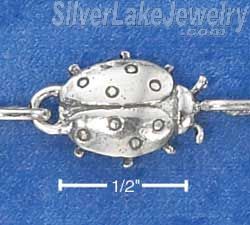 Sterling Silver 7" Continuous Antiqued Link Ladybug Bracelet - Click Image to Close