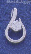 Sterling Silver CZ Hook Charm Pendant - Click Image to Close