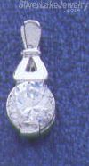 Sterling Silver CZ Round Solitaire Charm Pendant - Click Image to Close