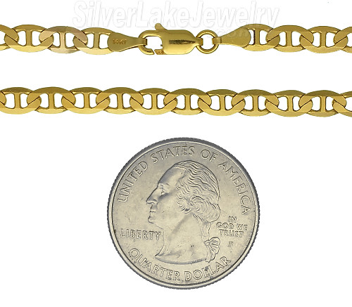 14K Gold 20" Mariner Concave Chain Necklace 4.3mm - Click Image to Close