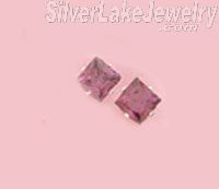 Sterling Silver 5mm Princess Cut Amethyst CZ Stud Earrings - Click Image to Close