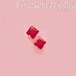 Sterling Silver 3mm Princess Cut Red CZ Stud Earrings - Click Image to Close