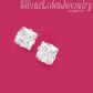 Sterling Silver 6mm Princess Cut Clear White CZ Stud Earrings - Click Image to Close
