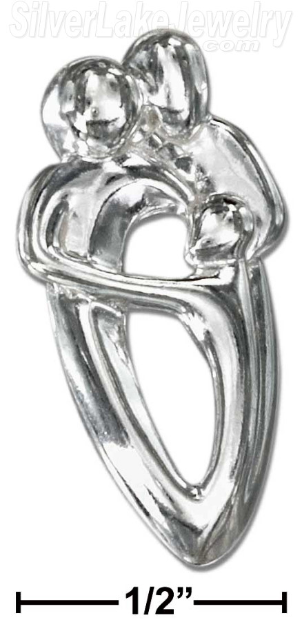 Sterling Silver High Polish Couple With One Child Pendant - Click Image to Close