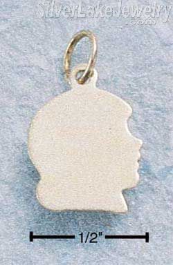 Sterling Silver Small High Polish Engravable Girl Profile Charm - Click Image to Close