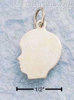 Sterling Silver Small High Polish Engravable Boy Profile Charm - Click Image to Close