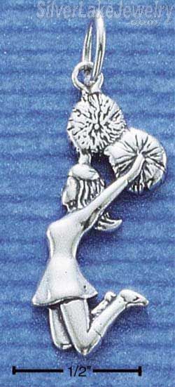 Sterling Silver Antiqued Jumping Cheerleader Charm - Click Image to Close