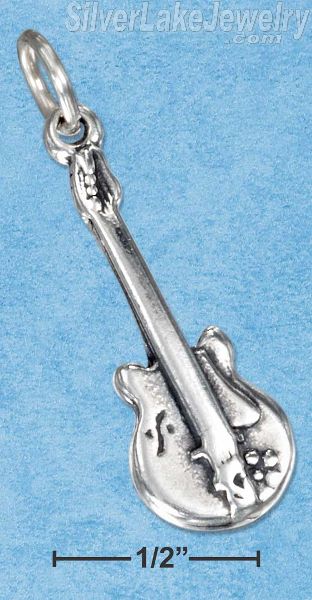 Sterling Silver Three Dimensional Electric Guitar Charm - Click Image to Close