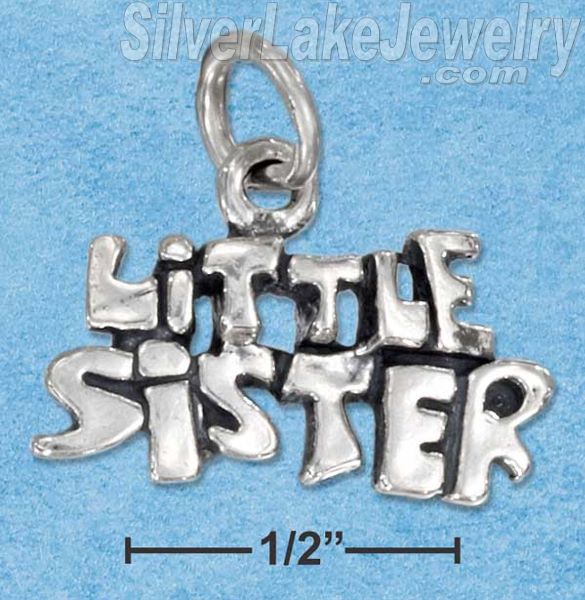 Sterling Silver Antiqued "Little Sister" Charm - Click Image to Close
