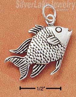 Sterling Silver Antiqued Detailed Fish Charm - Click Image to Close