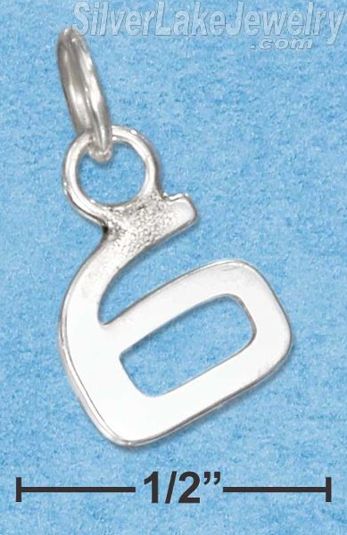 Sterling Silver Fine Lined "6" Number Charm - Click Image to Close