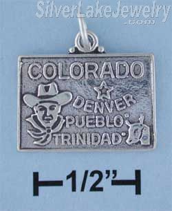 Sterling Silver Antiqued Colorado State Charm - Click Image to Close