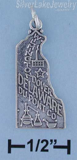 Sterling Silver Antiqued Delaware State Charm - Click Image to Close