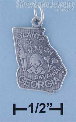 Sterling Silver Antiqued Georgia State Charm - Click Image to Close