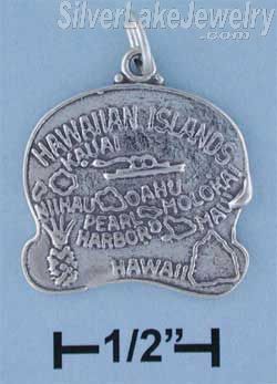 Sterling Silver Antiqued Hawaii State Charm - Click Image to Close