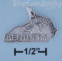 Sterling Silver Antiqued Kentucky State Charm - Click Image to Close