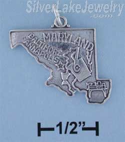 Sterling Silver Antiqued Maryland State Charm - Click Image to Close