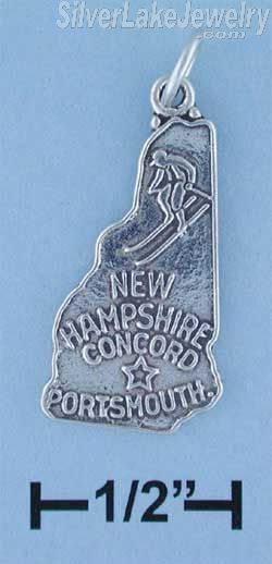 Sterling Silver Antiqued New Hampshire State Charm - Click Image to Close