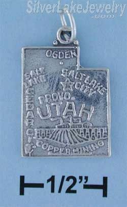 Sterling Silver Antiqued Utah State Charm - Click Image to Close