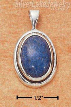Sterling Silver Oval Denim Lapis Pendant W/ In Oval Frame - Click Image to Close