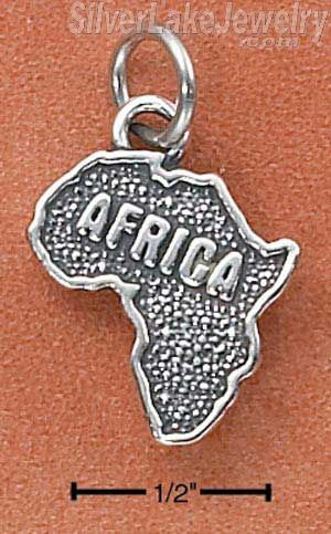 Sterling Silver Antiqued "Africa" Map Charm - Click Image to Close