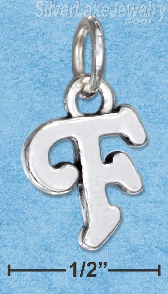 Sterling Silver Scrolled Letter "F" Charm - Click Image to Close
