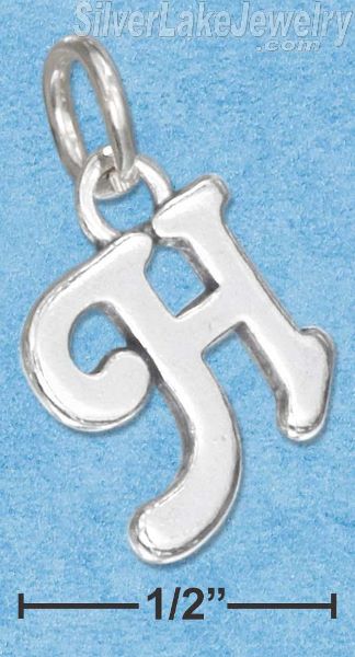Sterling Silver Scrolled Letter "H" Charm - Click Image to Close