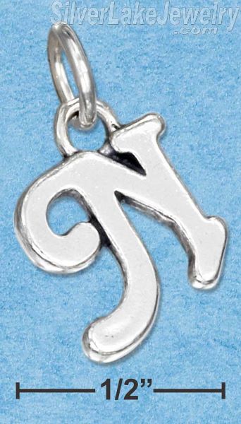 Sterling Silver Scrolled Letter "N" Charm - Click Image to Close