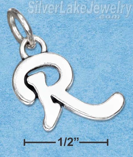 Sterling Silver Scrolled Letter "R" Charm - Click Image to Close