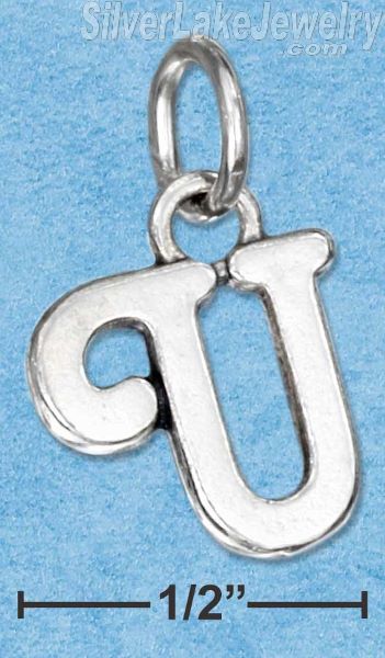 Sterling Silver Scrolled Letter "U" Charm - Click Image to Close