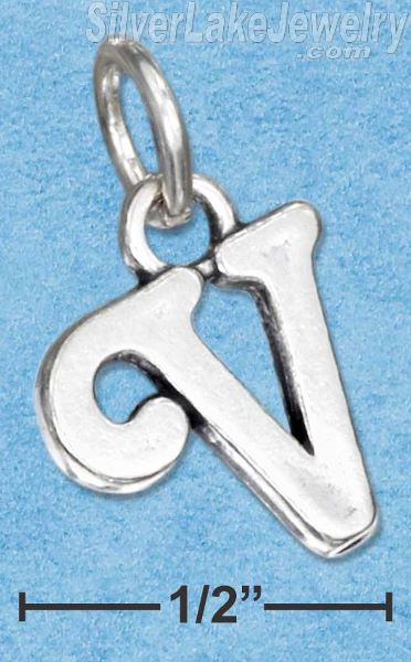 Sterling Silver Scrolled Letter "V" Charm - Click Image to Close