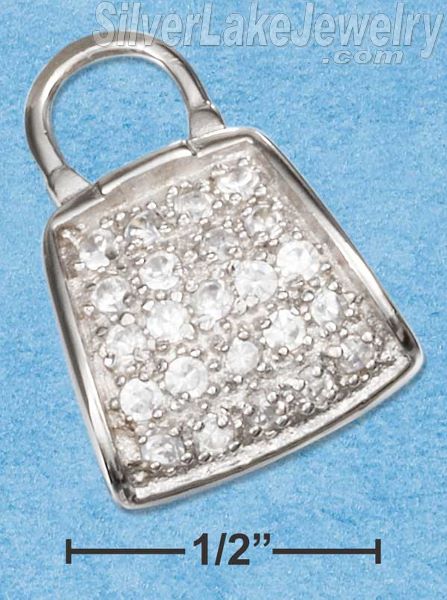 Sterling Silver Cz Purse Charm - Click Image to Close