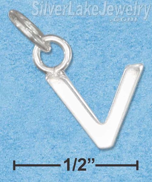 Sterling Silver Fine Lined Letter "V" Charm - Click Image to Close