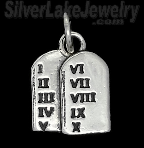 Sterling Silver Ten Commandments Charm - Click Image to Close