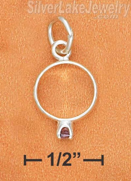 Sterling Silver Birthstone Ring Charm With February Cubic Zirconia - Click Image to Close