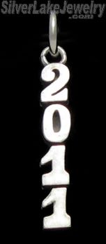 Sterling Silver ANTIQUED VERTICAL YEAR "2011" CHARM - Click Image to Close