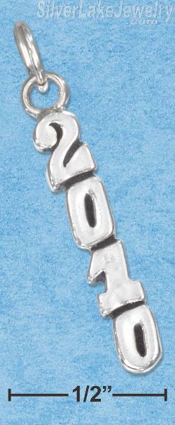 Sterling Silver Antiqued Vertical Year "2010" Charm - Click Image to Close
