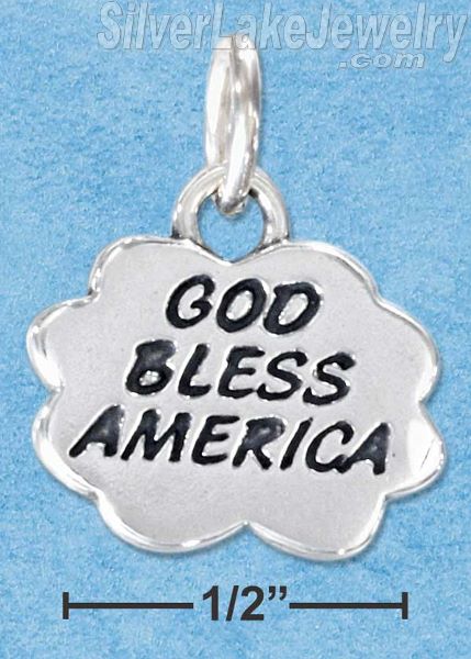 Sterling Silver High Polish "God Bless America" In Cloud Charm - Click Image to Close