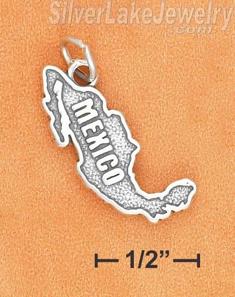 Sterling Silver Antiqued "Mexico" Map Charm - Click Image to Close