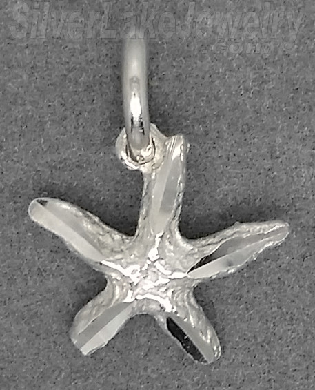 Sterling Silver Small Diamond Cut Starfish Charm - Click Image to Close