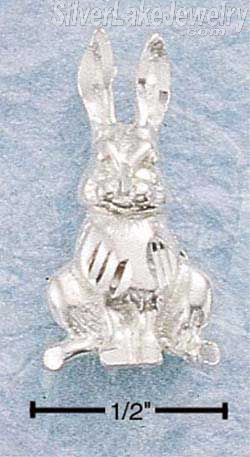 Sterling Silver Diamond Cut Long Ear Rabbit Prndant - Click Image to Close