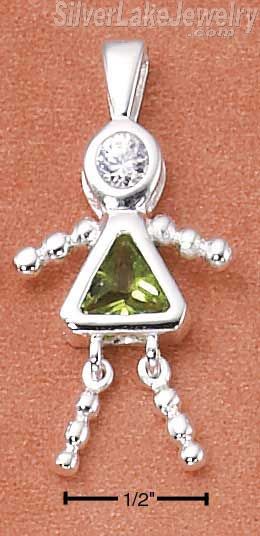 Sterling Silver August Cubic Zirconia Birthstone Girl Pendant - Click Image to Close