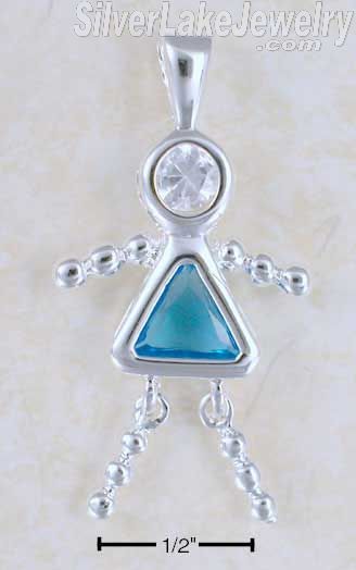 Sterling Silver December Cubic Zirconia Birthstone Girl Pendant - Click Image to Close