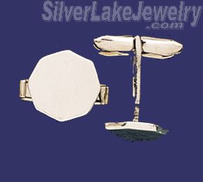 Sterling Silver Plain Octagonal Cufflinks - Click Image to Close