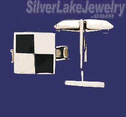 Sterling Silver Checkered Square Cufflinks - Click Image to Close
